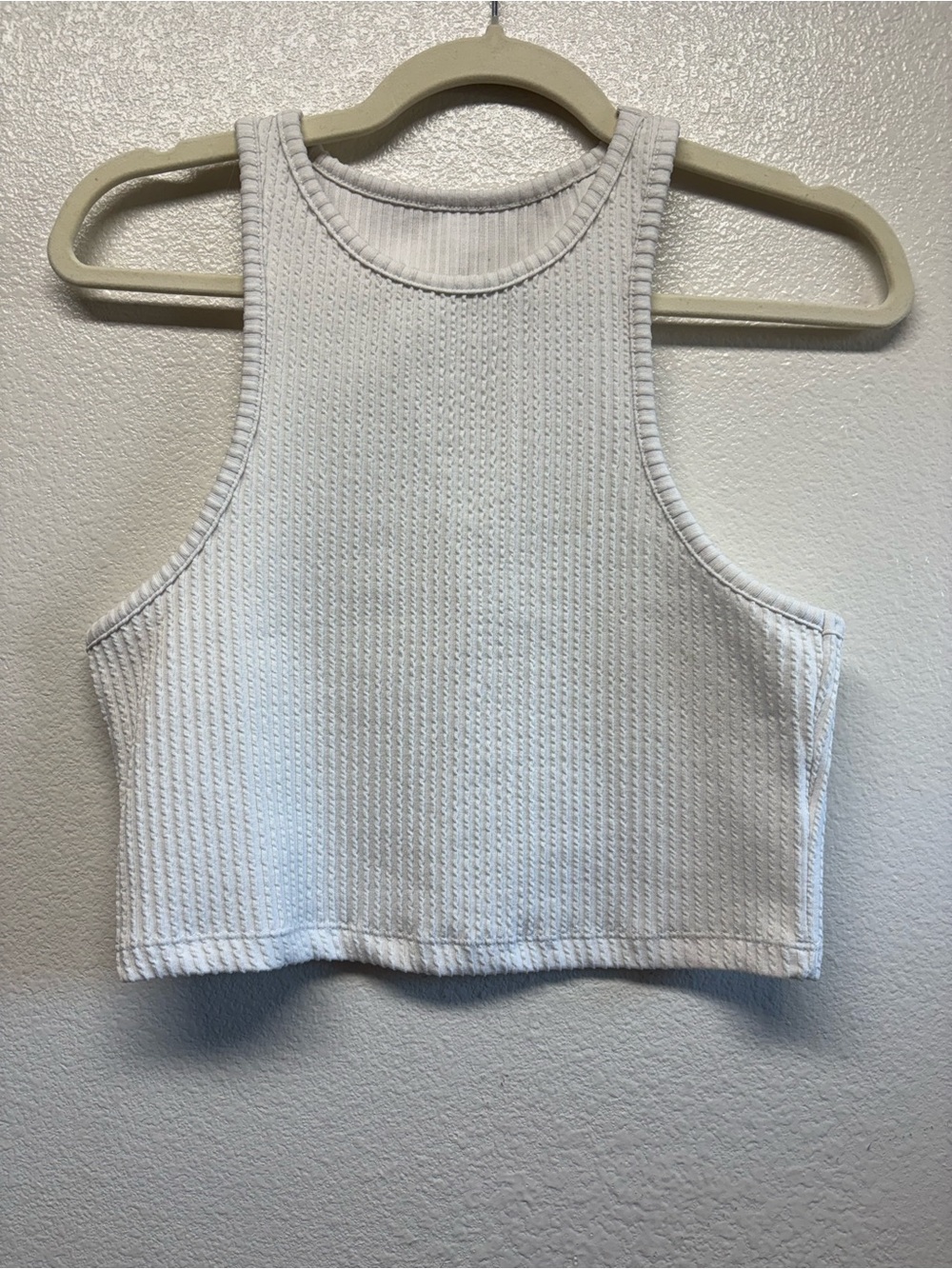 Women's White Ribbed Crop Tank Top
